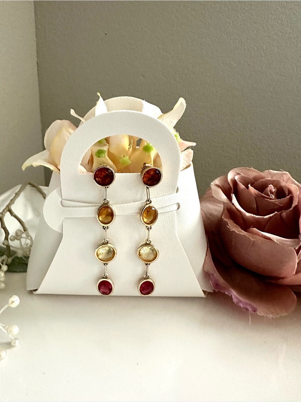 Lizzie Fortunato City Of Gems Earrings Linear Earrings Red Orange